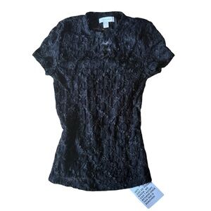 Topshop Black Lace Appliqué Top